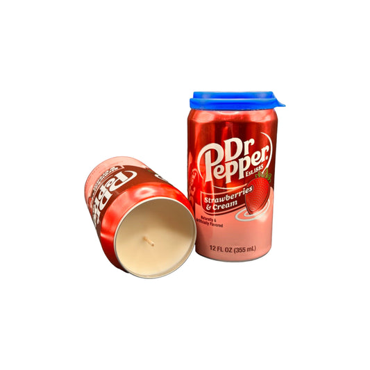 Dr Pepper Strawberries & Creme Candle | Hand Poured Soda Can Candle | 12 oz Soda-Themed