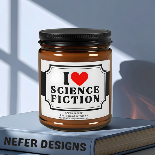 I Love Science Fiction Soy Candle | Bookish Gift for Readers