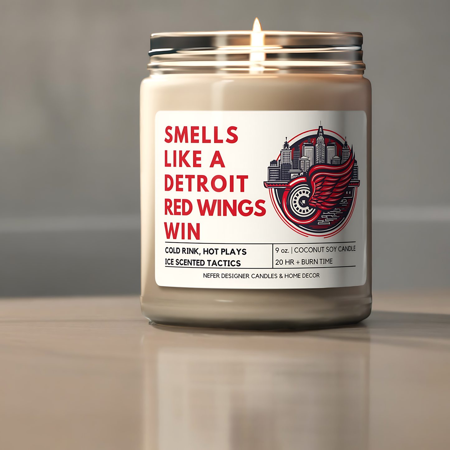 Smells Like a Detroit Red Wings Win - Detroit Lucky Game Day Candle