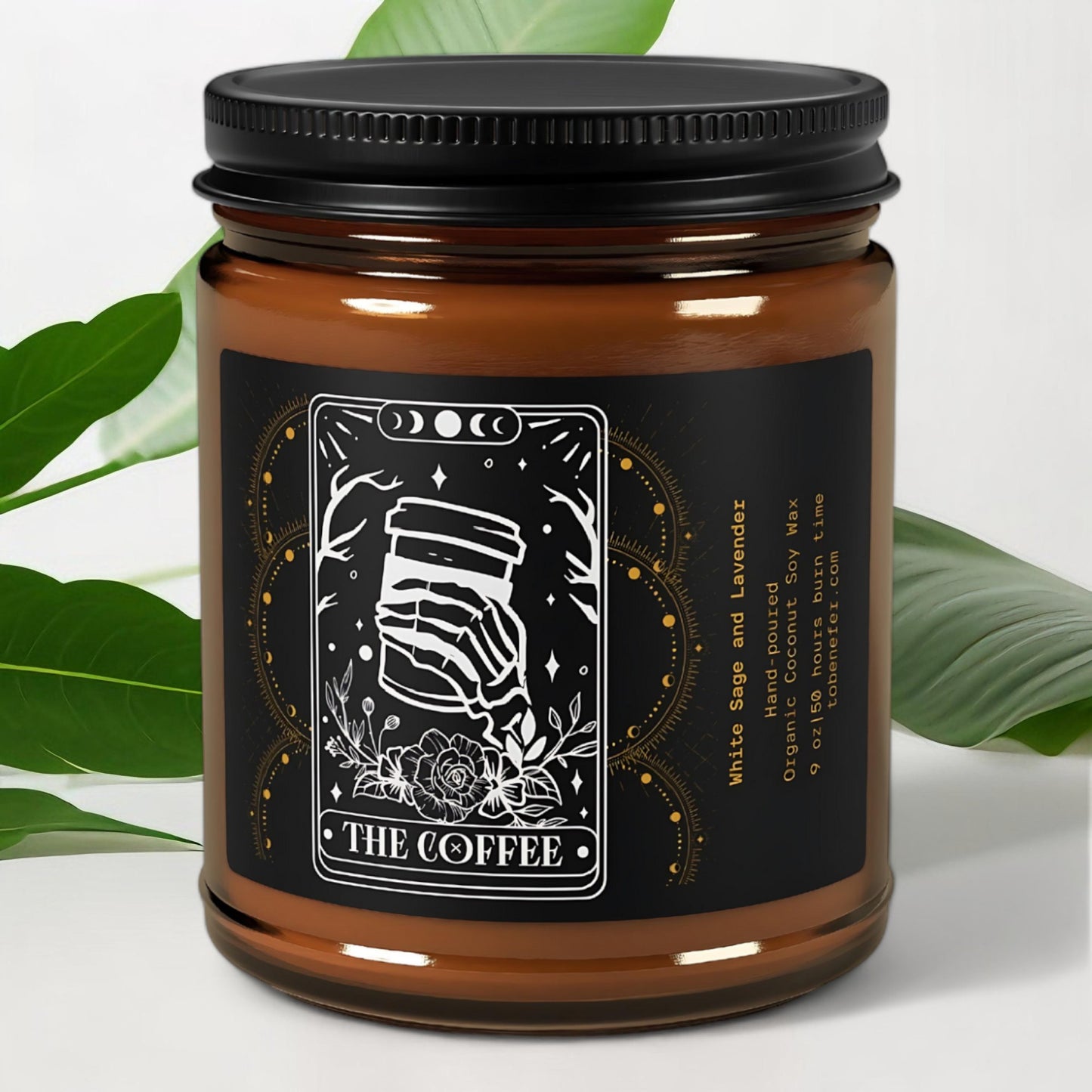 the coffee tarot card candle