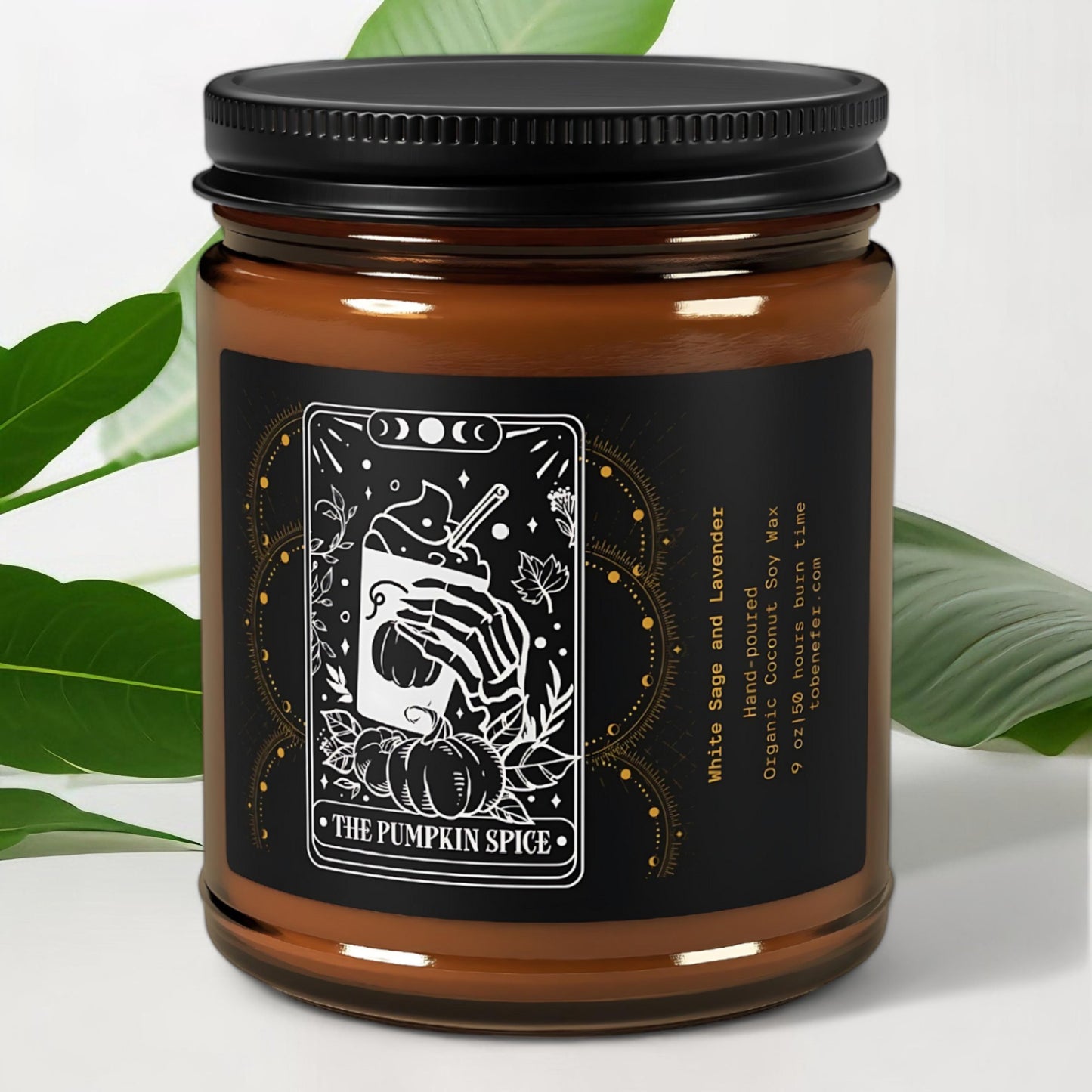 the pumpkin spice tarot card candle