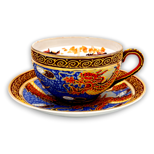 Japanese Rising Dragon Vintage Teacup Candle