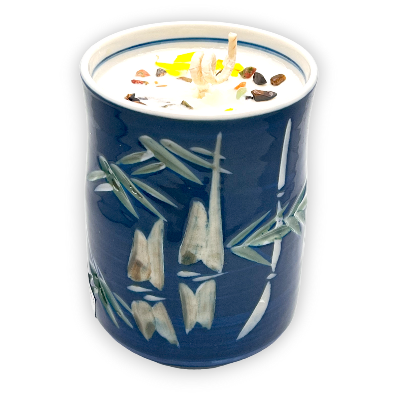 Japanese Blue & White Bamboo Vintage Teacup Candle