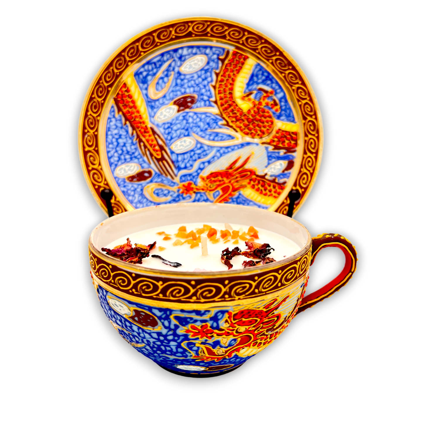 Japanese Rising Dragon Vintage Teacup Candle