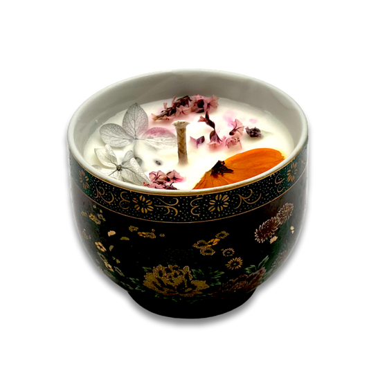 Japanese Hanazume Style Vintage Teacup Candle